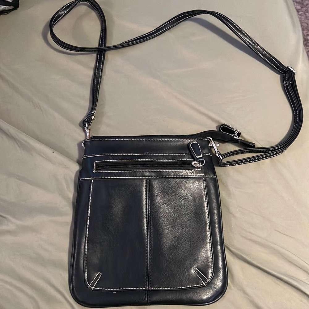 Bellerose Black Leather Small Hand Bag Crossbody/Shoulder Purse